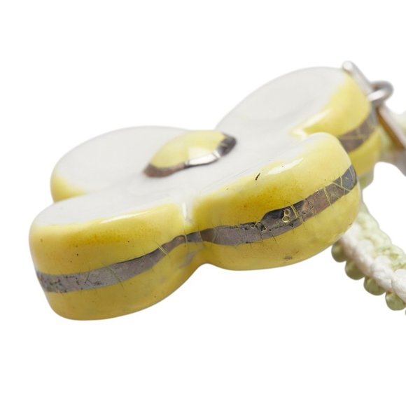 Louis Vuitton Collier Fleur Flower Motif Pendant Necklace/Choker in White and...